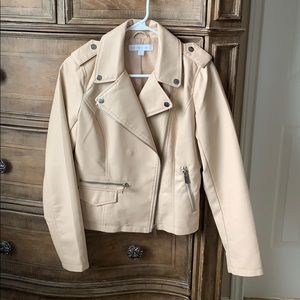 New York & Company Cream Leather Jacket Zipper